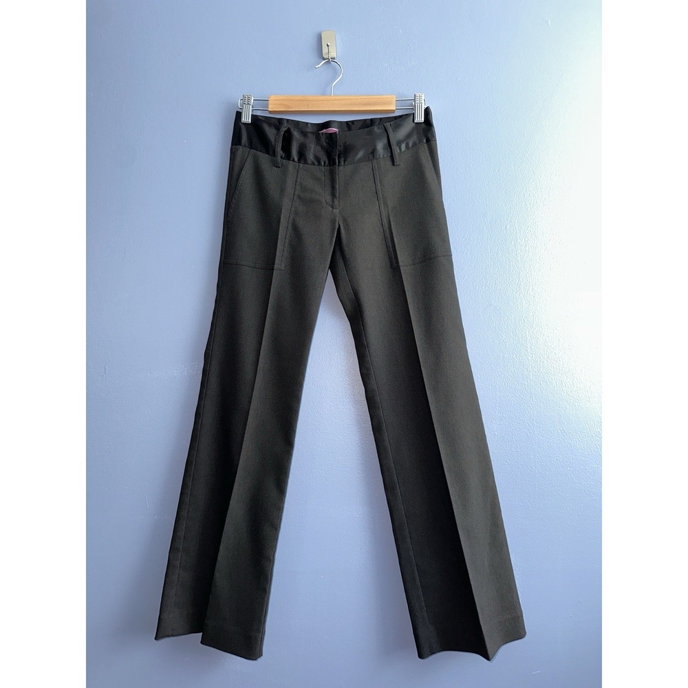 Buffalo David Bitton Y2K Black‎ Flare Low Rise Dress Pants Satin Waistband Sz 24